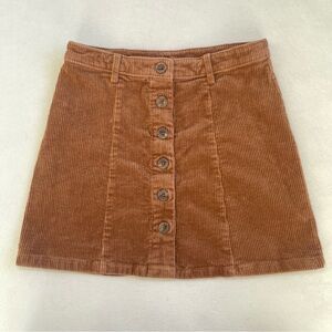 Forever 21 camel corduroy high waisted button front corduroy mini skirt • size S